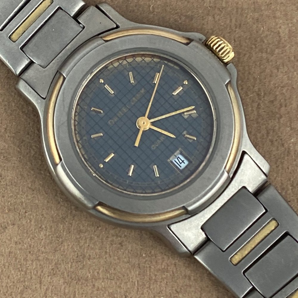 Vintage 2 Tone Gold Inlay Titanium Designer Daniel Mink Watch
